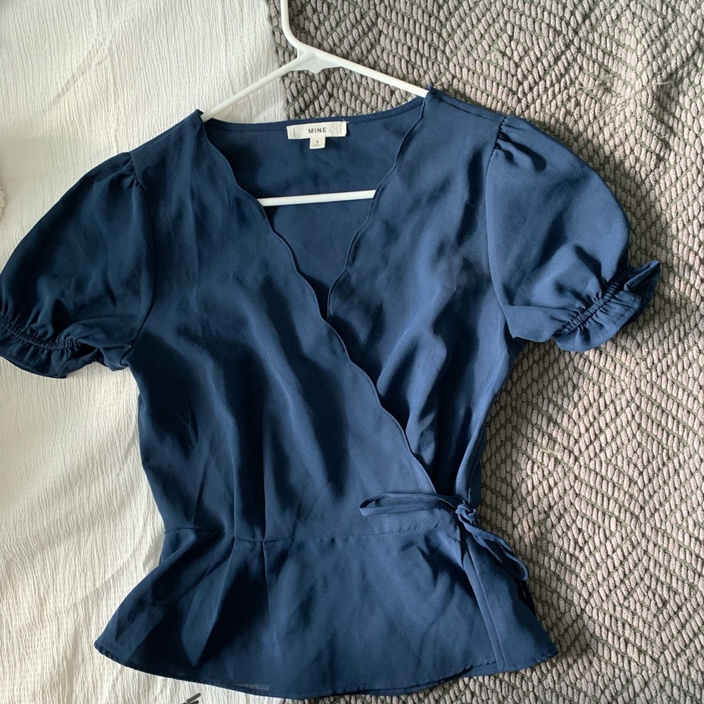 Francescas Wrap Puff Sleeve Blouse